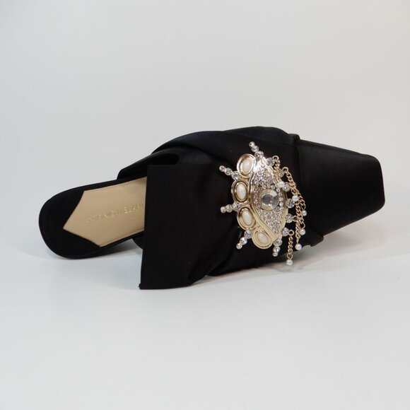 ANTONIO MELANI Lex Ornamented Backless Mules Slip On Shoes Size 6.5 Black NEW - Picture 10 of 15